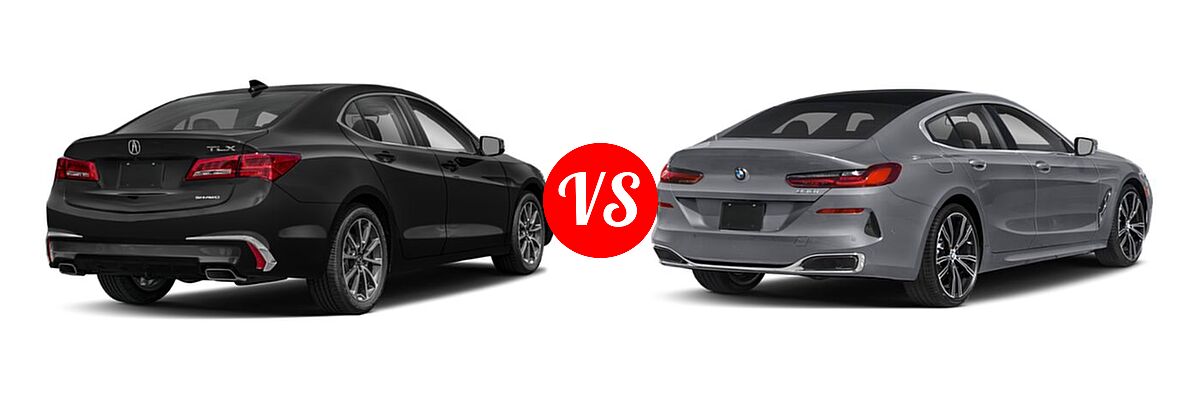 2019 Acura TLX Sedan 3.5L SH-AWD / w/A-SPEC Pkg Red Leather vs. 2022 BMW 8 Series Sedan 840i - Rear Right Comparison