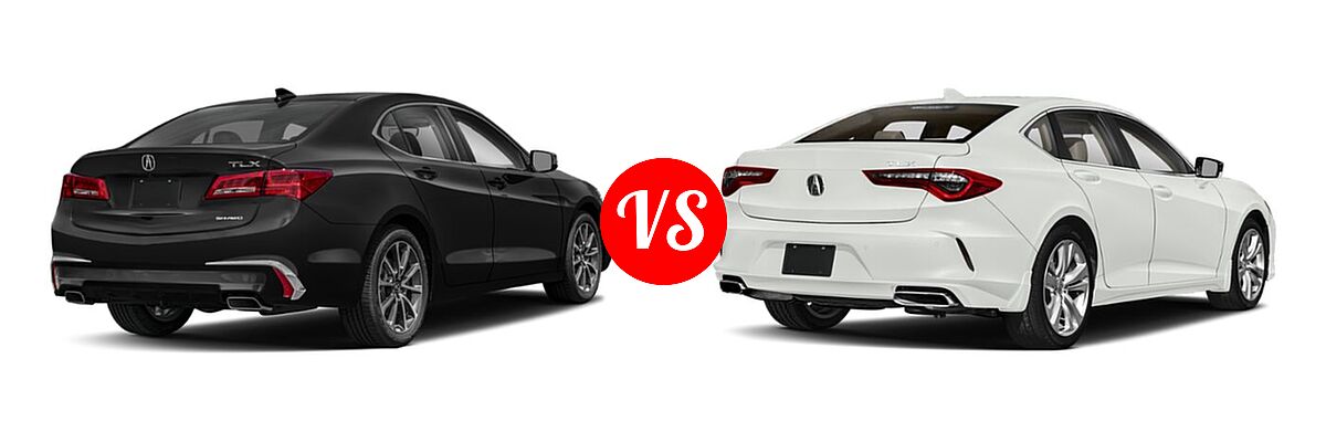 2019 Acura TLX Sedan 3.5L SH-AWD / w/A-SPEC Pkg Red Leather vs. 2022 Acura TLX Sedan w/Technology Package - Rear Right Comparison