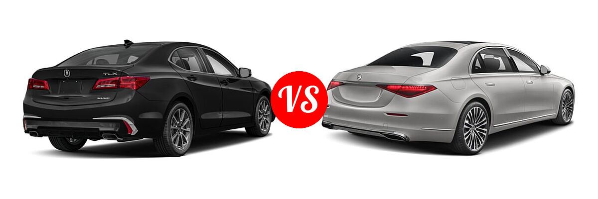 2019 Acura TLX Sedan 3.5L SH-AWD / w/A-SPEC Pkg Red Leather vs. 2022 Mercedes-Benz S-Class Sedan S 580 - Rear Right Comparison