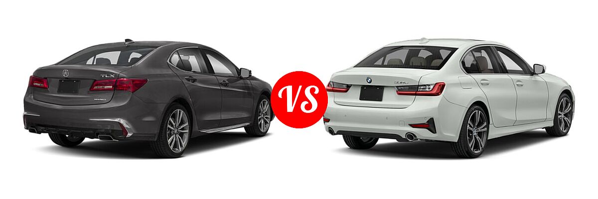 2019 Acura TLX Sedan w/Technology Pkg vs. 2021 BMW 3 Series Sedan PHEV 330e / 330e xDrive - Rear Right Comparison
