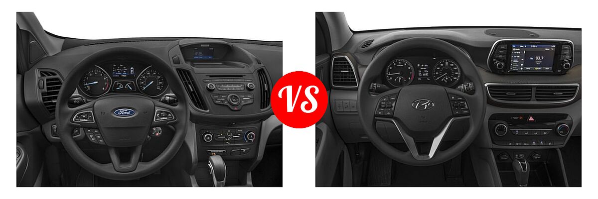 2019 Ford Escape SUV S / SE / SEL / Titanium vs. 2019 Hyundai Tucson SUV SE / Value - Dashboard Comparison