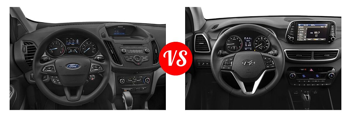 2019 Ford Escape SUV S / SE / SEL / Titanium vs. 2019 Hyundai Tucson SUV Limited / SEL / Sport / Ultimate - Dashboard Comparison