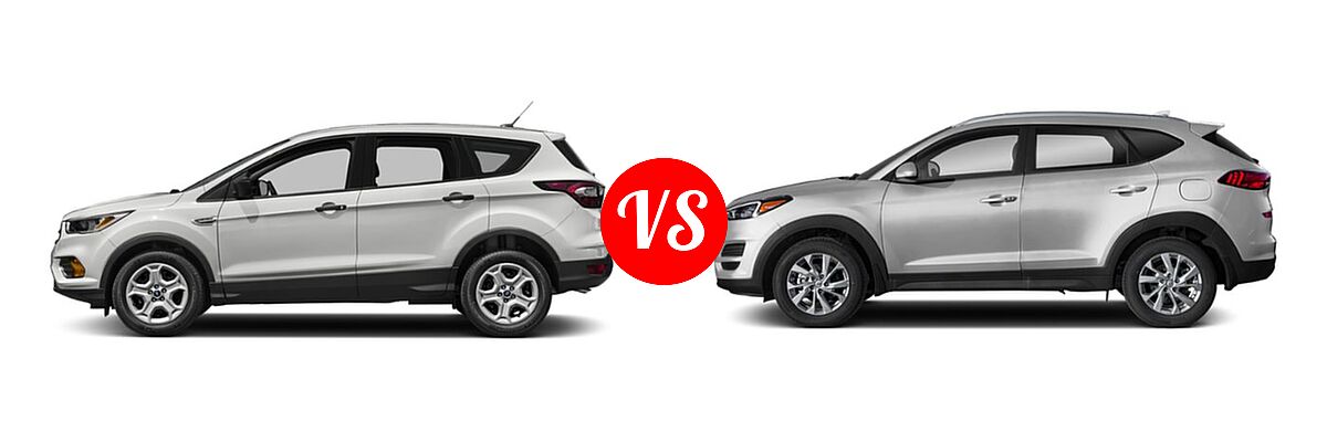 2019 Ford Escape SUV S / SE / SEL / Titanium vs. 2019 Hyundai Tucson SUV SE / Value - Side Comparison