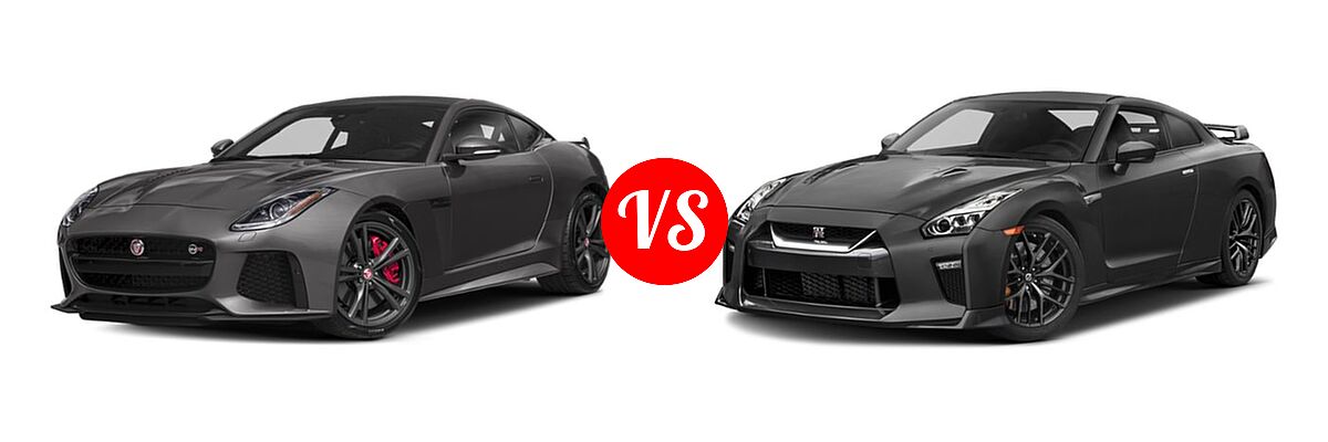 2019 Jaguar F-TYPE SVR Coupe SVR vs. 2019 Nissan GT-R Coupe Premium / Pure / Track Edition - Front Left Comparison