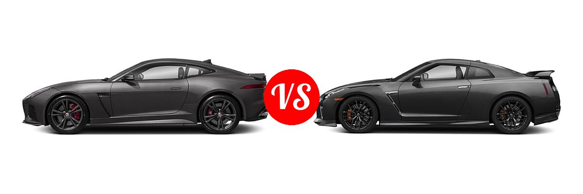2019 Jaguar F-TYPE SVR Coupe SVR vs. 2019 Nissan GT-R Coupe Premium / Pure / Track Edition - Side Comparison