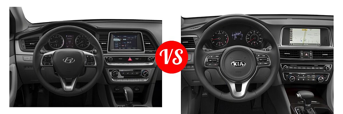 2018 Hyundai Sonata Sedan Eco / SE / SEL vs. 2018 Kia Optima Sedan EX / LX / LX 1.6T - Dashboard Comparison