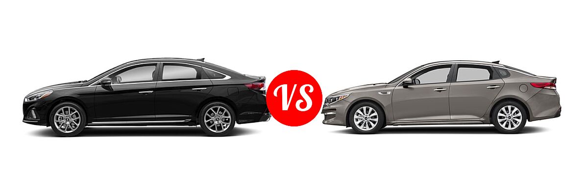 2018 Hyundai Sonata Sedan Sport vs. 2018 Kia Optima Sedan EX / LX / LX 1.6T - Side Comparison