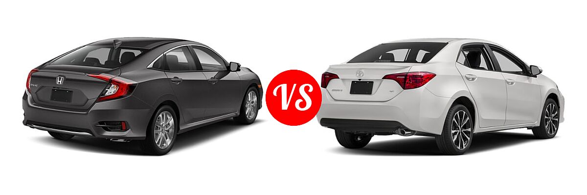 2019 Honda Civic Sedan EX-L vs. 2019 Toyota Corolla Sedan L / LE / LE Eco / LE Eco w/Premium Package / XLE - Rear Right Comparison