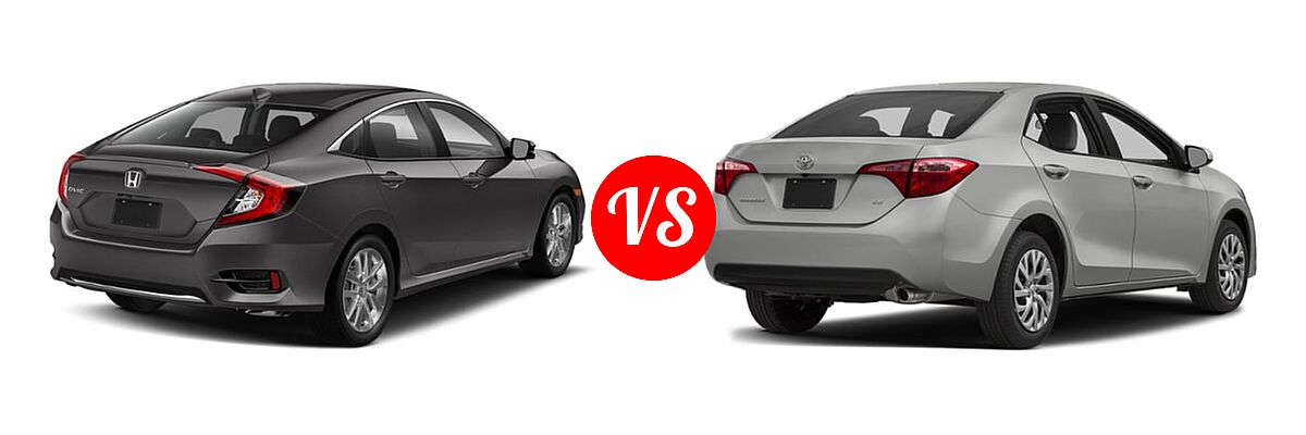2019 Honda Civic Sedan EX-L vs. 2019 Toyota Corolla Sedan SE / XSE - Rear Right Comparison