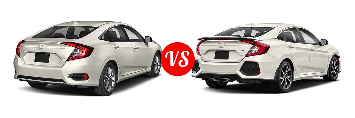 2019 Honda Civic Sedan EX vs. 2019 Honda Civic Si Sedan Manual - Rear Right Comparison