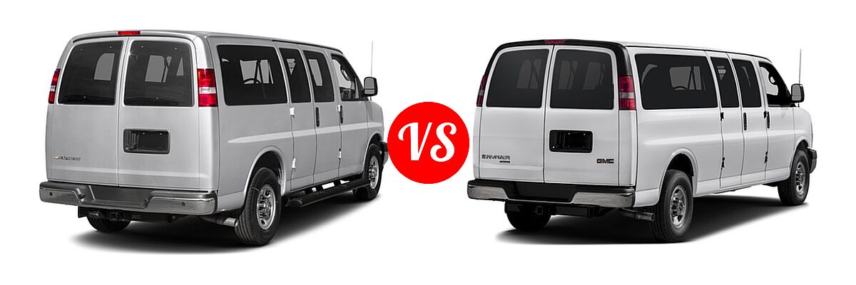 2017 Chevrolet Express Van LS / LT vs. 2017 GMC Savana Van LS / LT - Rear Right Comparison