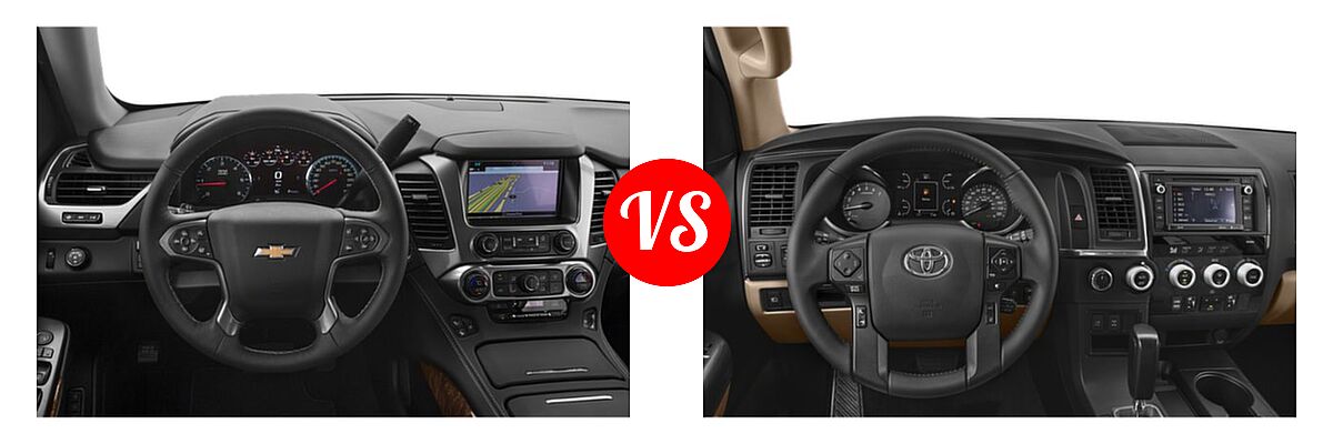 2019 Chevrolet Tahoe SUV LS / LT vs. 2019 Toyota Sequoia SUV Limited / Platinum / SR5 - Dashboard Comparison