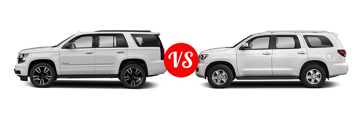 2019 Chevrolet Tahoe SUV LS / LT vs. 2019 Toyota Sequoia SUV Limited / Platinum / SR5 - Side Comparison
