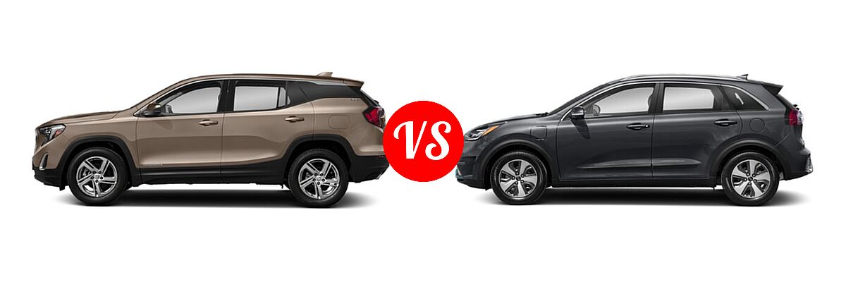 2019 GMC Terrain SUV Denali vs. 2019 Kia Niro Plug-In Hybrid SUV PHEV EX Premium - Side Comparison