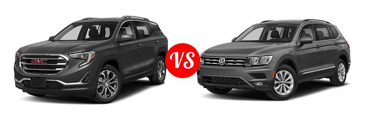 2019 GMC Terrain SUV Denali vs. 2019 Volkswagen Tiguan SUV S / SE / SEL / SEL Premium - Front Left Comparison