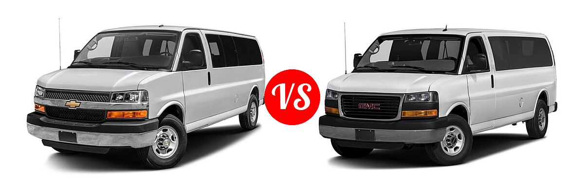 2017 Chevrolet Express Van LS / LT vs. 2017 GMC Savana Van LS / LT - Front Left Comparison