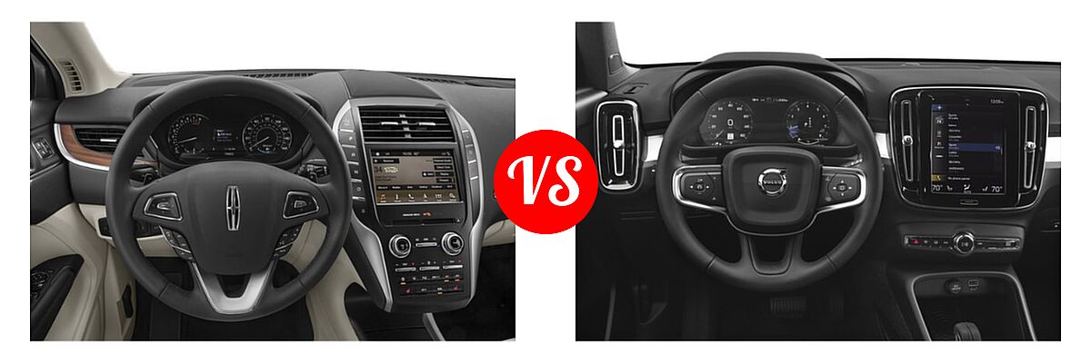 2019 Lincoln MKC SUV Black Label / FWD / Reserve / Select / Standard vs. 2019 Volvo XC40 SUV Momentum / R-Design - Dashboard Comparison