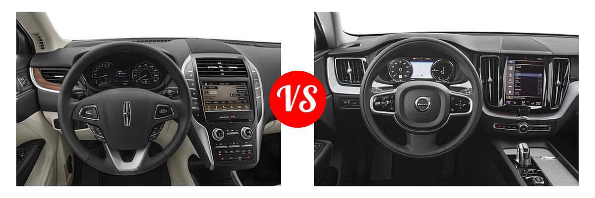 2019 Lincoln MKC SUV Black Label / FWD / Reserve / Select / Standard vs. 2019 Volvo XC60 SUV PHEV Inscription / Momentum / R-Design - Dashboard Comparison