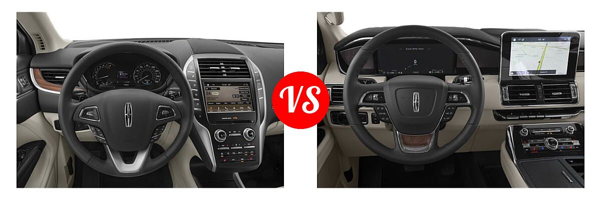 2019 Lincoln MKC SUV Black Label / FWD / Reserve / Select / Standard vs. 2019 Lincoln Navigator SUV Black Label / Premiere / Reserve / Select - Dashboard Comparison