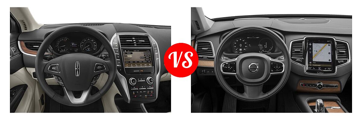 2019 Lincoln MKC SUV Black Label / FWD / Reserve / Select / Standard vs. 2019 Volvo XC90 SUV PHEV Excellence / Inscription / Momentum / R-Design - Dashboard Comparison