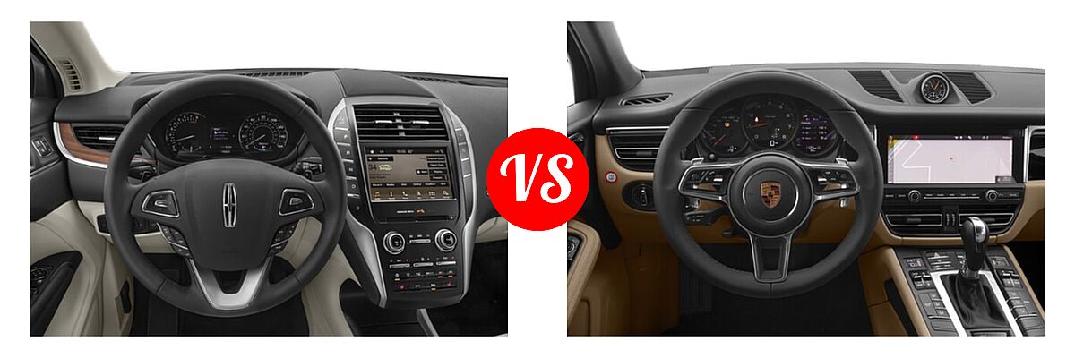 2019 Lincoln MKC SUV Black Label / FWD / Reserve / Select / Standard vs. 2020 Porsche Macan SUV AWD / S / Turbo - Dashboard Comparison
