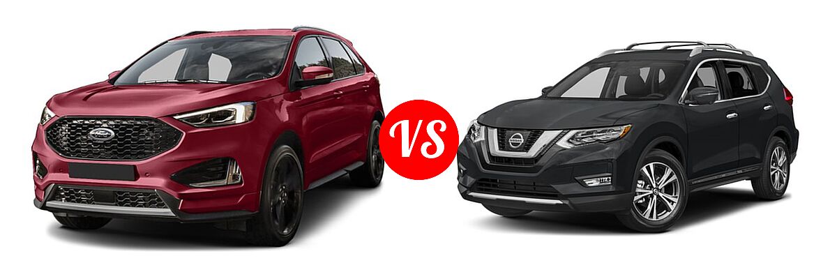 2019 Ford Edge SUV SE / SEL / ST / Titanium vs. 2018 Nissan Rogue SUV SL - Front Left Comparison