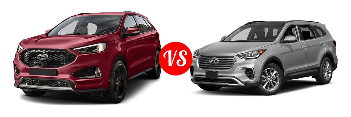 2019 Ford Edge SUV SE / SEL / ST / Titanium vs. 2019 Hyundai Santa Fe XL SUV Limited Ultimate - Front Left Comparison