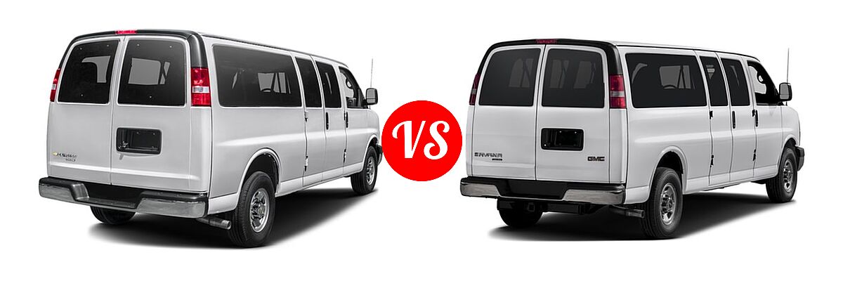 2017 Chevrolet Express Van LS / LT vs. 2017 GMC Savana Van LS / LT - Rear Right Comparison