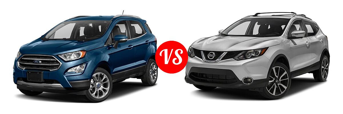 2019 Ford EcoSport SUV S / SE / SES / Titanium vs. 2019 Nissan Rogue Sport SUV SL - Front Left Comparison