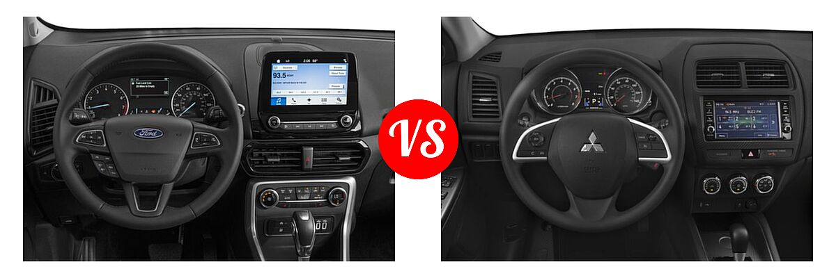 2019 Ford EcoSport SUV S / SE / SES / Titanium vs. 2019 Mitsubishi Eclipse Cross SUV ES 2.0 / GT 2.4 / LE 2.0 / SE 2.0 - Dashboard Comparison
