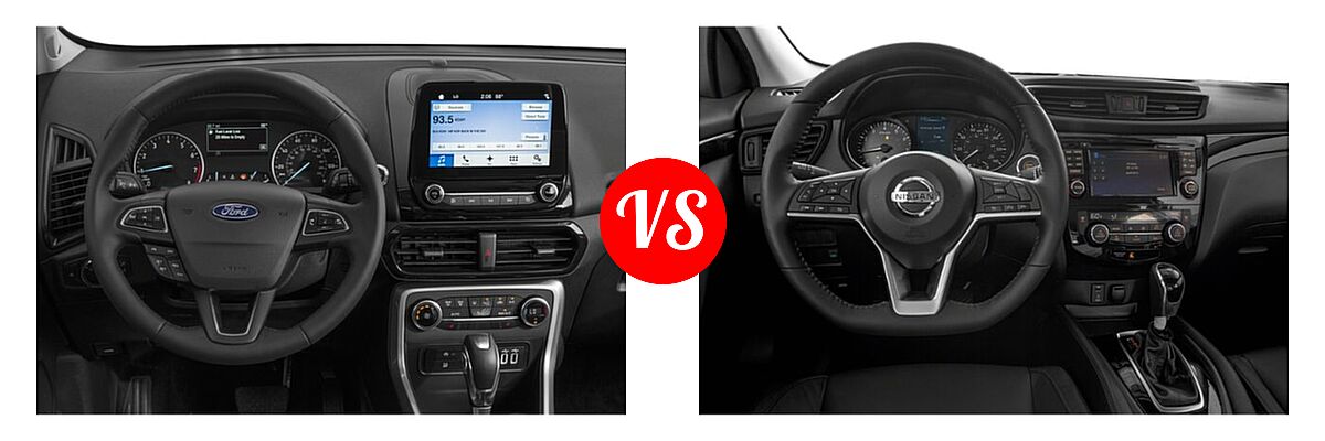 2019 Ford EcoSport SUV S / SE / SES / Titanium vs. 2019 Nissan Rogue Sport SUV S / SV - Dashboard Comparison