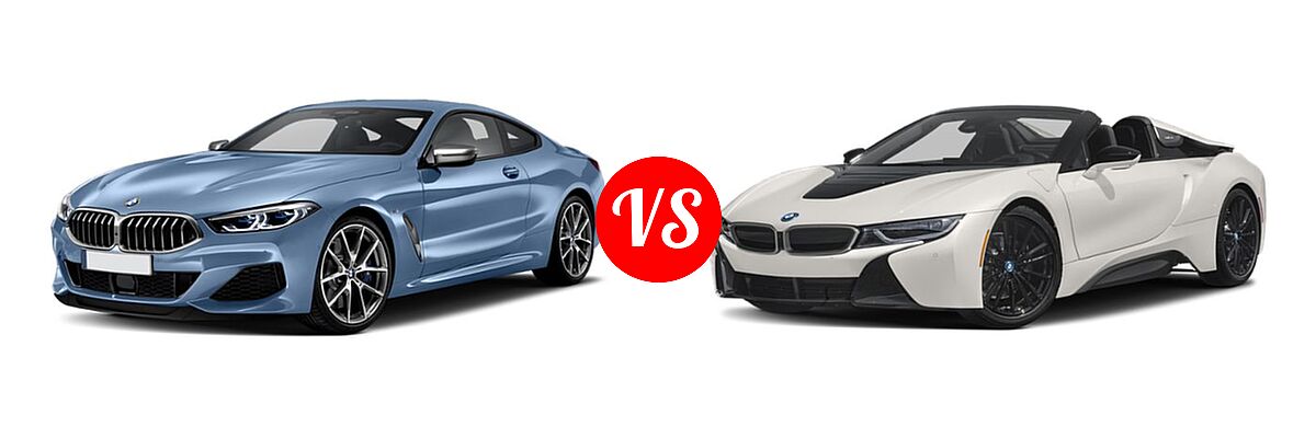 2019 BMW 8 Series Convertible M850i xDrive vs. 2019 BMW i8 Convertible PHEV Roadster - Front Left Comparison