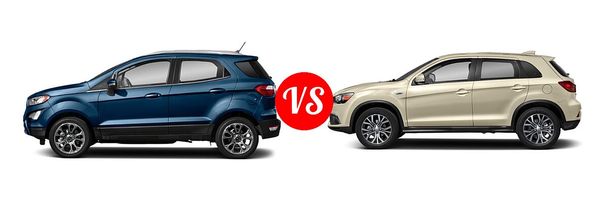 2019 Ford EcoSport SUV S / SE / SES / Titanium vs. 2019 Mitsubishi Eclipse Cross SUV ES 2.0 / GT 2.4 / LE 2.0 / SE 2.0 - Side Comparison