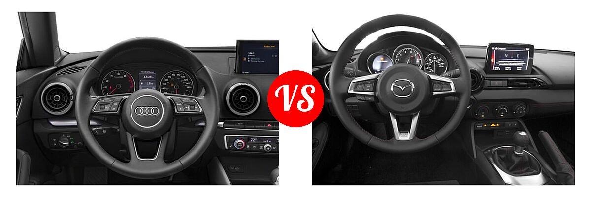 2019 Audi A3 Convertible Premium Plus / Prestige vs. 2019 Mazda MX-5 Miata RF Convertible Club - Dashboard Comparison