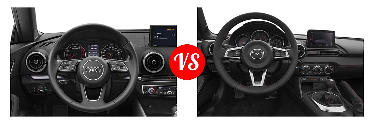 2019 Audi A3 Convertible Premium Plus / Prestige vs. 2019 Mazda MX-5 Miata RF Convertible Grand Touring - Dashboard Comparison