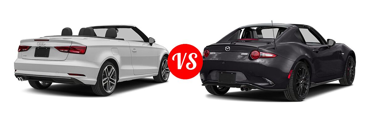 2019 Audi A3 Convertible Premium Plus / Prestige vs. 2019 Mazda MX-5 Miata RF Convertible Club - Rear Right Comparison