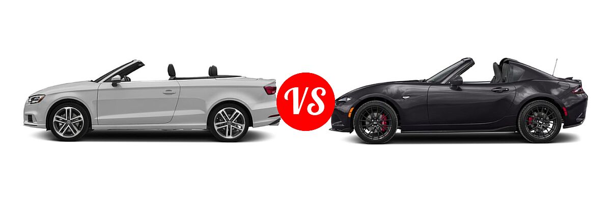 2019 Audi A3 Convertible Premium Plus / Prestige vs. 2019 Mazda MX-5 Miata RF Convertible Club - Side Comparison