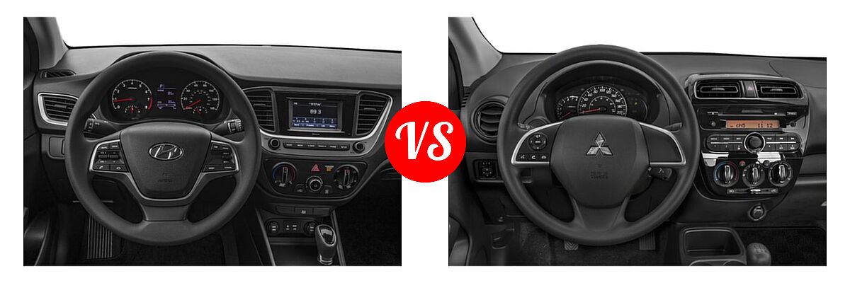 2019 Hyundai Accent Sedan SE / SEL vs. 2019 Mitsubishi Mirage G4 Sedan ES / SE - Dashboard Comparison