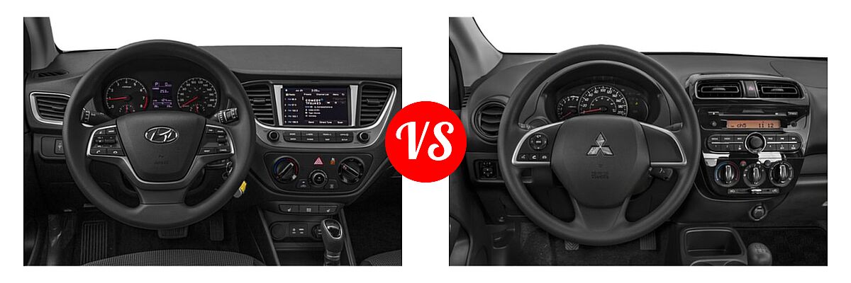 2019 Hyundai Accent Sedan SE vs. 2019 Mitsubishi Mirage G4 Sedan ES / SE - Dashboard Comparison