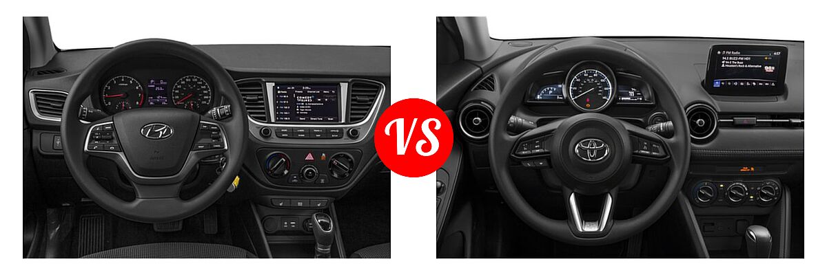 2019 Hyundai Accent Sedan SE vs. 2019 Toyota Yaris Sedan L / LE / XLE - Dashboard Comparison