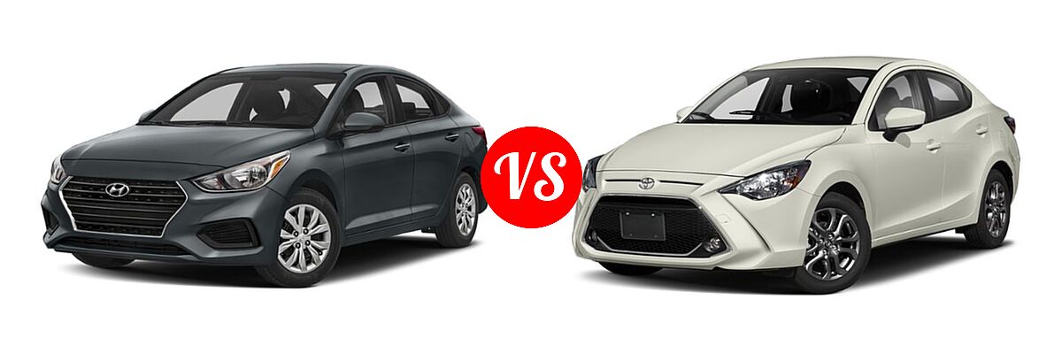 2019 Hyundai Accent Sedan SE vs. 2019 Toyota Yaris Sedan L / LE / XLE - Front Left Comparison