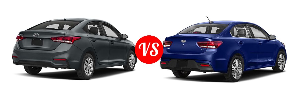2019 Hyundai Accent Sedan SE / SEL vs. 2019 Kia Rio Sedan LX / S - Rear Right Comparison