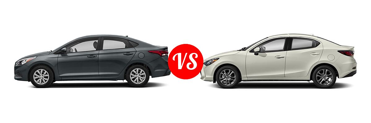 2019 Hyundai Accent Sedan Limited vs. 2019 Toyota Yaris Sedan L / LE / XLE - Side Comparison