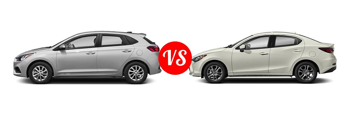 2019 Hyundai Accent Sedan SE vs. 2019 Toyota Yaris Sedan L / LE / XLE - Side Comparison