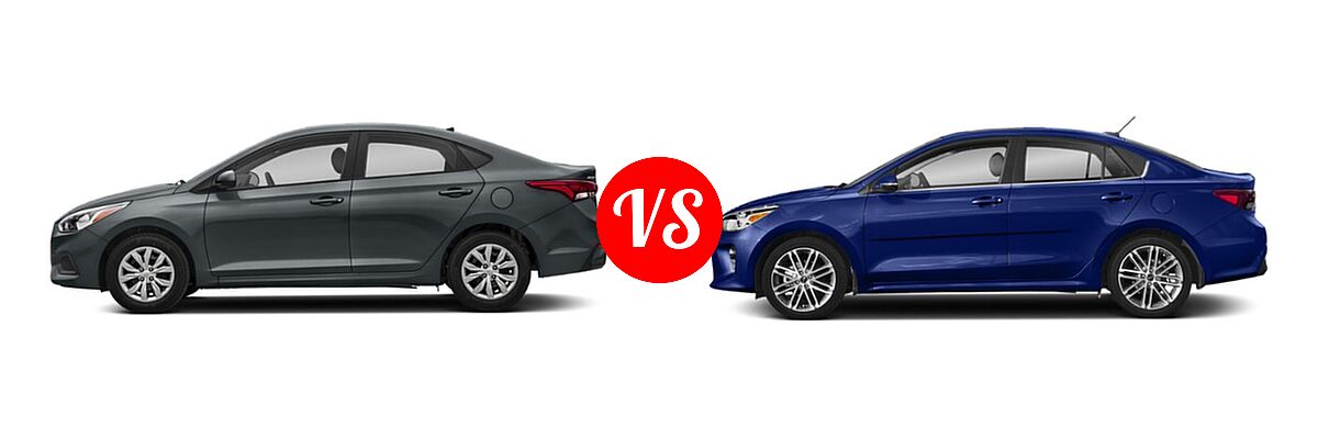 2019 Hyundai Accent Sedan SE / SEL vs. 2019 Kia Rio Sedan LX / S - Side Comparison
