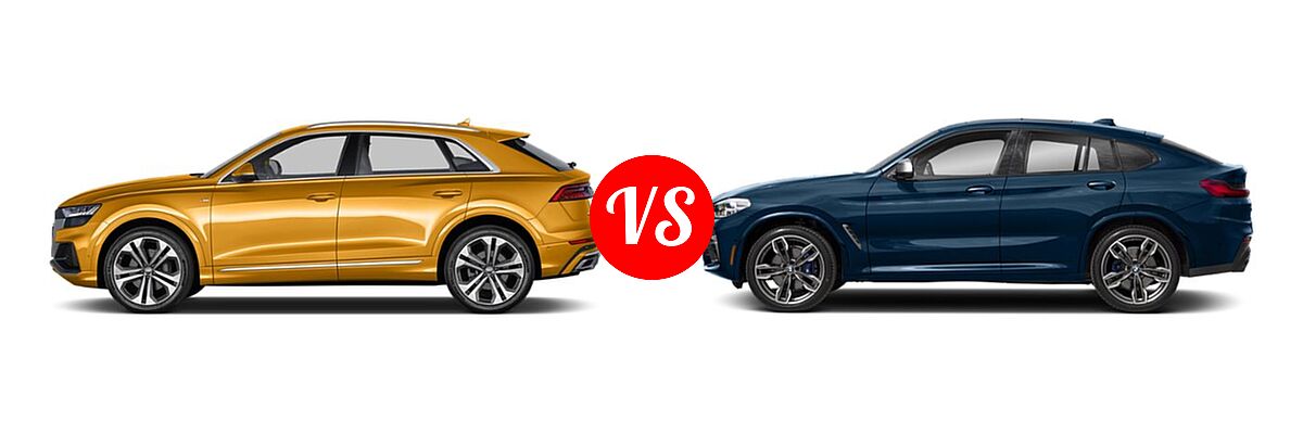 2019 Audi Q8 SUV Premium vs. 2019 BMW X4 M40i SUV M40i - Side Comparison