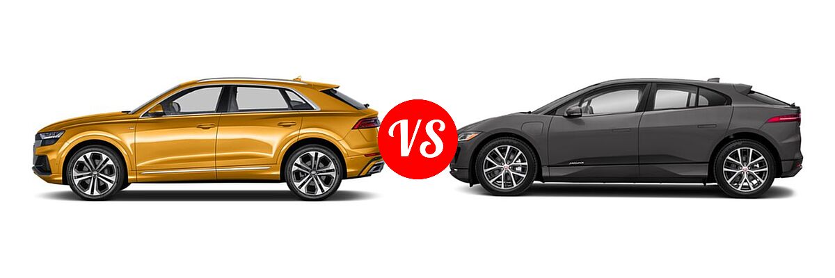 2019 Audi Q8 SUV Premium vs. 2019 Jaguar I-PACE SUV Electric First Edition / HSE / S / SE - Side Comparison