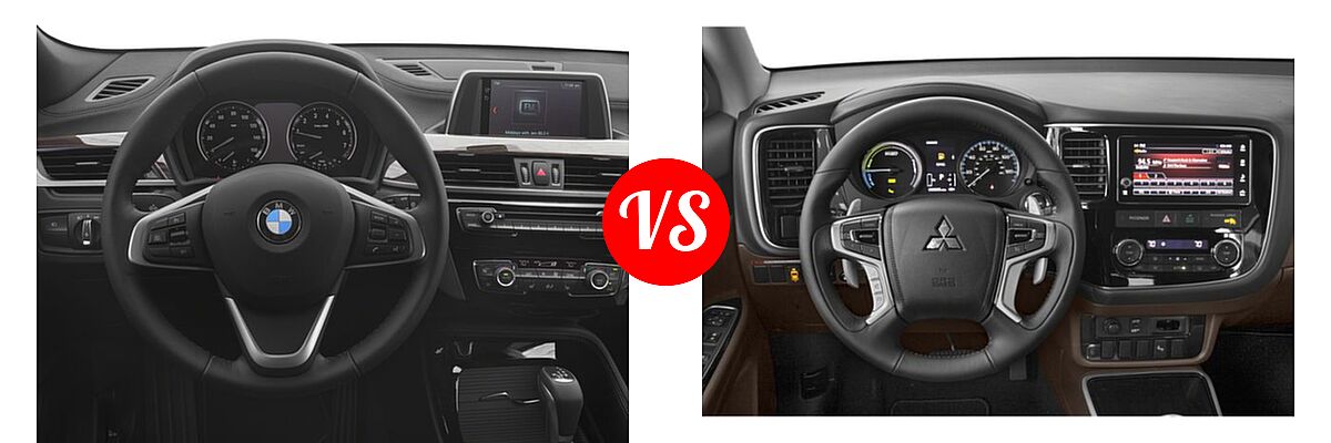 2018 BMW X2 SUV sDrive28i / xDrive28i vs. 2018 Mitsubishi Outlander PHEV SUV GT / SEL - Dashboard Comparison