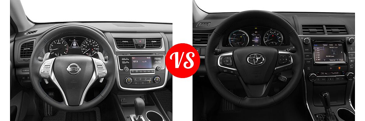 2017 Nissan Altima Sedan 2.5 SR / 3.5 SR vs. 2017 Toyota Camry Hybrid Sedan Hybrid LE / Hybrid SE / Hybrid XLE - Dashboard Comparison