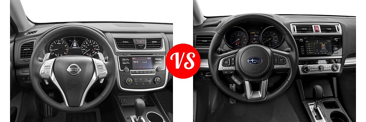 2017 Nissan Altima Sedan 2.5 SR / 3.5 SR vs. 2017 Subaru Legacy Sedan Premium - Dashboard Comparison